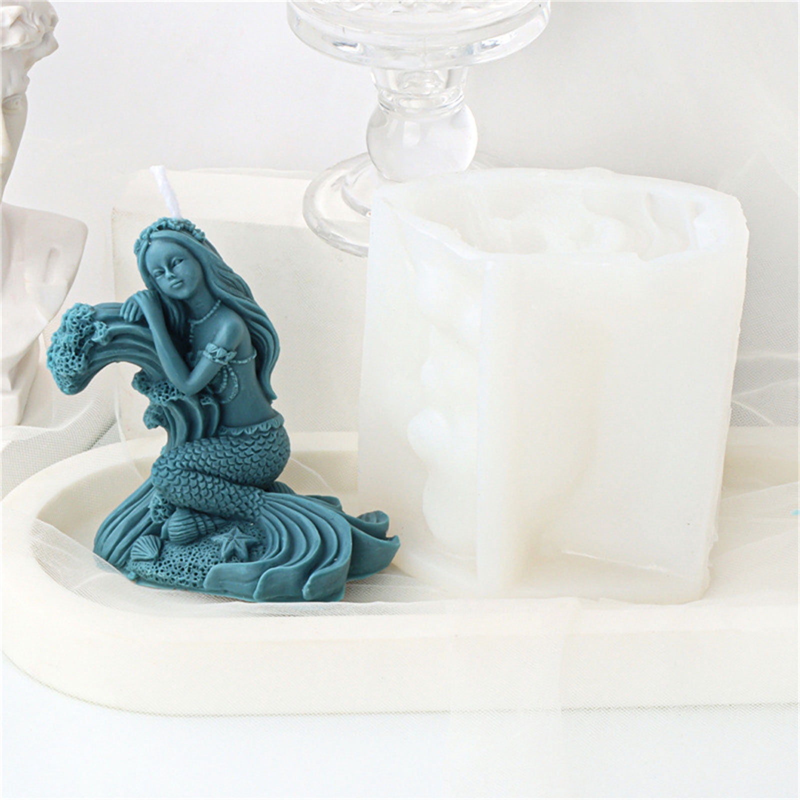 Mermaid Candle Mold Silicone Mould DIY Shell Conch Soap Resin Plaster Making Tool Goddess Chocolate Mold for Home Decor