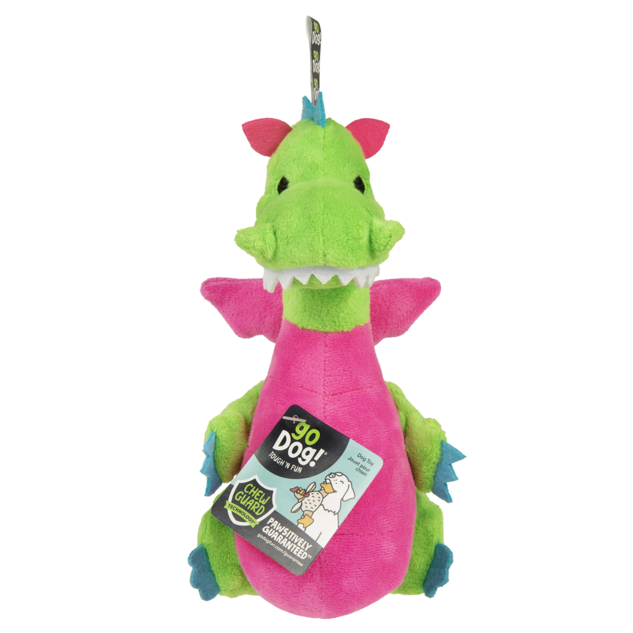 goDog Dragons Pudge Potbelly Plush Dog Toy with Chew Guard Technology, Durable Fabric & Squeaker for Active Play, Green, Medium