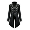 thumbnail image 2 of IBTOM CASTLE Men's Steampunk Vintage Tailcoat Jacket Gothic Medieval Victorian Frock Button Down Swallow Coat Uniform L Black Floral, 2 of 3
