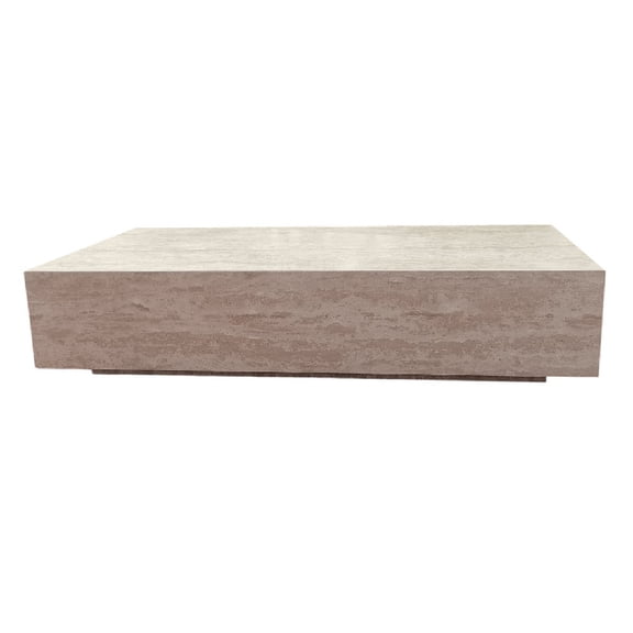 Genuine Travertine Stone Block Coffee Table with Base - Travertine Stone, 54" Extra Large