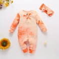 thumbnail image 2 of Zshosam Newborn Baby Girl Clothes Fall Newborn Baby Girl Romper Print Ruffled Zipper Long Sleeve Romper Jumpsuit Infant Fall Clothes Size 3 6 Months,(Orange 3-6 Months), 2 of 5