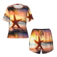 thumbnail image 4 of Lsque Starfish Sunset Sea Beach Women's Short-Sleeved Pajama Set - 2 Piece Soft and Lightweight Sleepwear Set-Small, 4 of 9