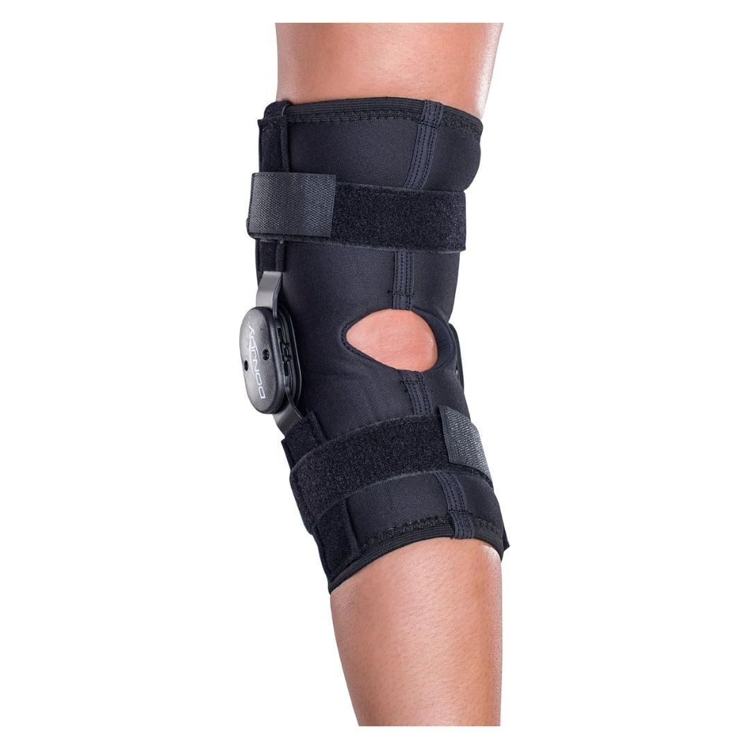 DonJoy Deluxe Breathable Drytex Hinged Knee Wrap with Open Popliteal Design for Compression and Knee Support (Medium)