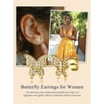 thumbnail image 6 of Suplight 925 Sterling Silver Full Zircon Butterfly Stud Earrings, Dainty Butterfly Earrings for Women, 6 of 9