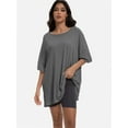 thumbnail image 3 of Women's Oversized T-Shirt - Soft Summer Casual Tee, Half Sleeve Crew Neck Tunic Top, Comfortable Loose Fit, 3 of 6