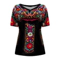 thumbnail image 4 of Blouse Décontractée pour Femme à Col en V avec Imprimé, T-Shirt à Manches Courtes, Hauts d'Été, 4 of 9