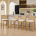 thumbnail image 2 of French Country Bar Stools Set of 2, Rattan Counter Height Stools, Linen Upholstered, Farmhouse Wooden Barstools with Cane Back, Beige Kitchen Island Chairs, Sillas para Barra de Cocina (Beige, 2 Pcs), 2 of 7