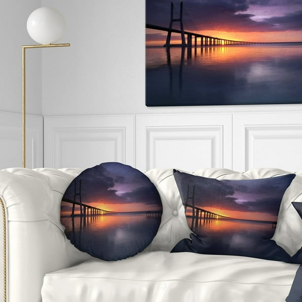 Design Art Designart Vasco Da Gama Bridge Portugal Pier Seascape Throw Pillow Walmart Com Walmart Com