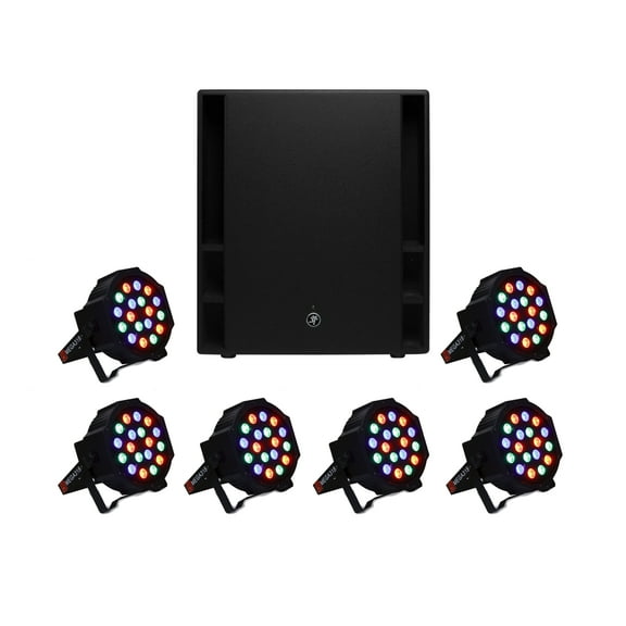 Mackie Thump 118S 1400W 18" Powered Active PA Subwoofer DJ Sub   6 MR DJ MEGA318 Par Can Wash Lights