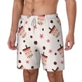 thumbnail image 2 of Uemuo Milk Tea Pattern Mens Swim Trunks Quick Dry Board Shorts with Mesh Lining, Stretch Beach Shorts Quick Dry No-Chafing Board Shorts-Large, 2 of 9