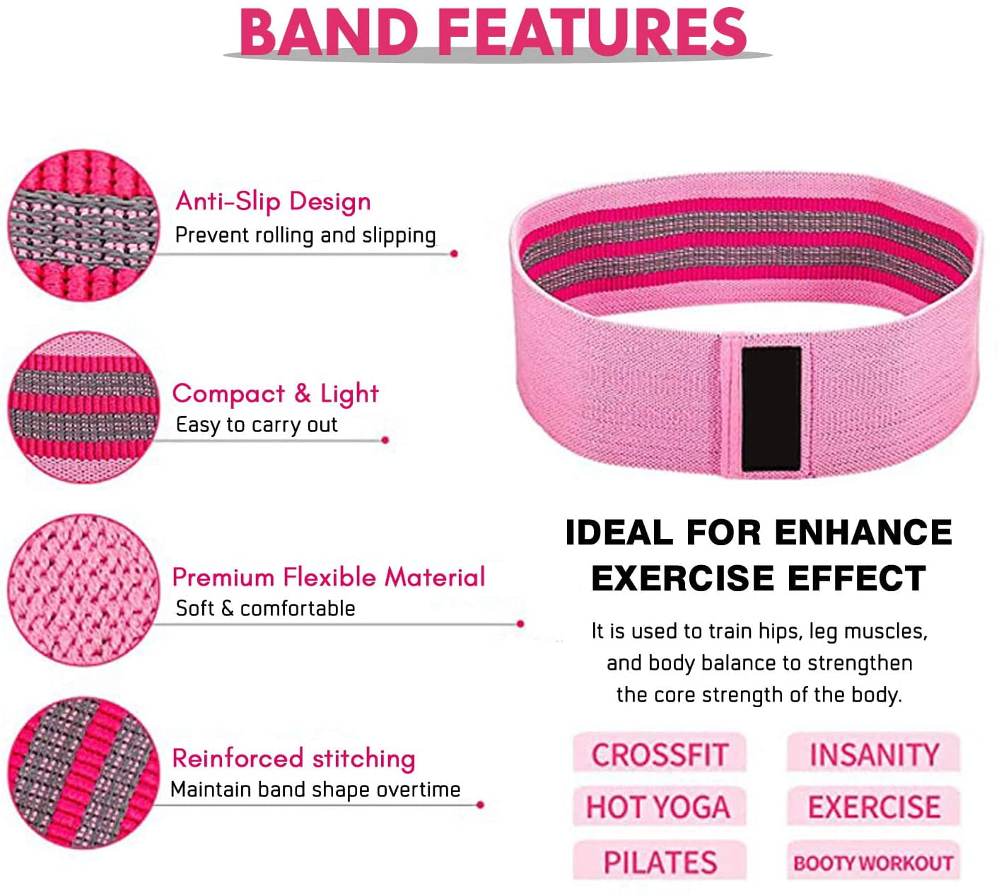 Yoga and Pilates Hip Circle Band for Leg Exercise Resistance bands 3 level Booty Band Set 3 Pack Unisex Durable Fitness Band Non-Slip Loop Bands for Hips and Glutes