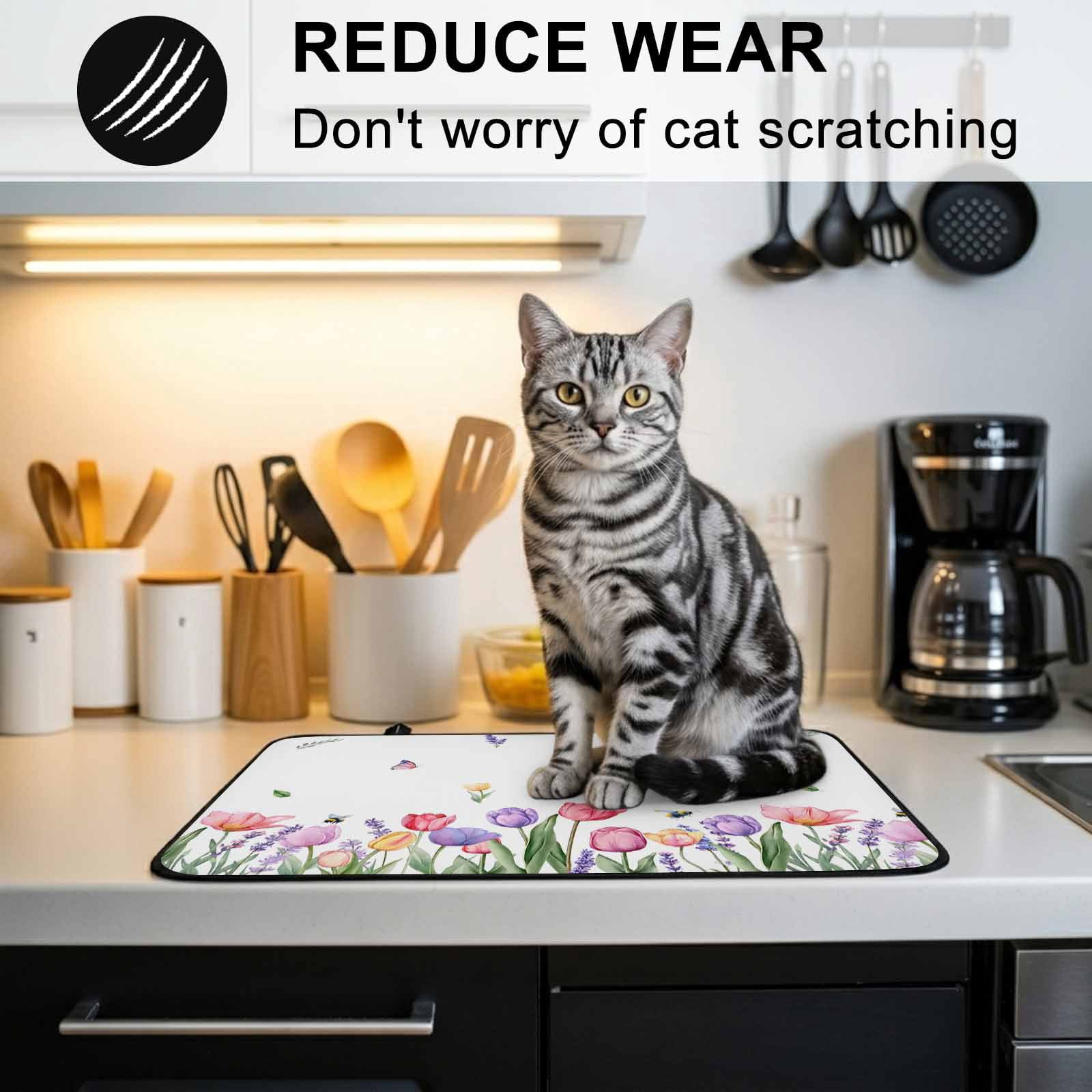 Spring Tulips Stove Top Cover for Electric Stove, Heat-proof & Non Slip Glass Top Stove Cover Protector, Colorful Floral Spring Farmhouse Kitchen Flat Cooktop Rubber Mat 24x21 Inches