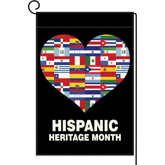 Hispanic Heritage Month Garden Flag Latino Countries Culture Decoration Love Heart Outdoor Front Lawn Yard Patio Decor Supply- 12.5×18''''