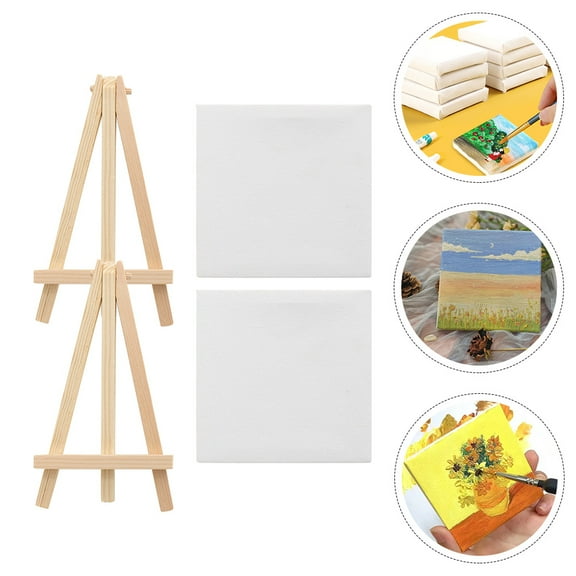 UPOUART 2Sets Multi Function Painting Canvas and Easel Set for Diy Art Projects Stable Support