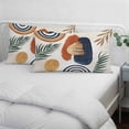 thumbnail image 3 of Boho Pillow Covers, Linen Long Throw Pillow Case, Bohemia Middle Century Leaves Abstract Minimalist Beige Holiday Pillow Protector Decorative Cushion Cover for Living Room/Bedroom 20" x 36", 3 of 8