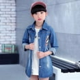 thumbnail image 4 of Vintage Kids Denim Jacket For Girls Cartoon Beauty Print Baby Long Denim Jacket Teens Retro long Jeans Trench Coat High Quality, 4 of 6