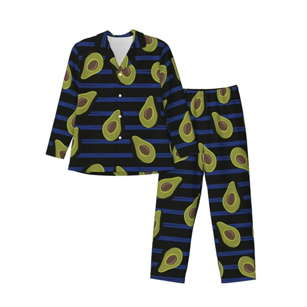 Balery Avocado Pijama para Hombre de Dos Piezas con Manga Larga, Conjunto de Dormir y Descanso Suave con Bolsillos-Medium