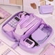 thumbnail image 1 of Large Capacity Pencil Case Organizer | Multifunctional Cloth Pen Holder | Zippered Bag for Office & Travel | Stationery Storage Box | 21x12x7cm | Coffee Purple Green Black | 1 Pc, 1 of 6
