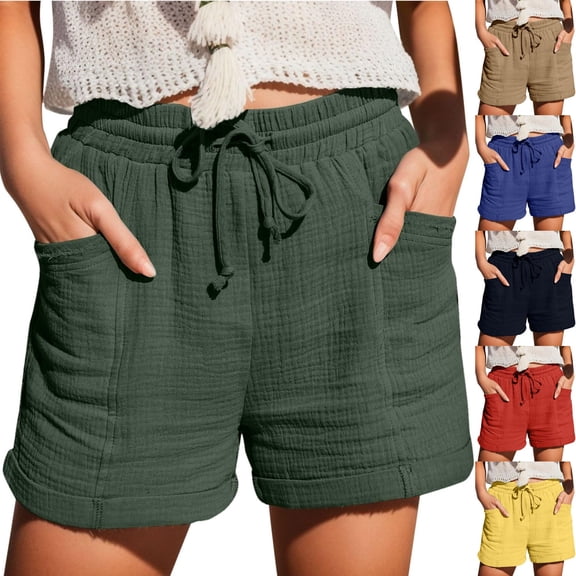 POROPL Womens Summer Shorts Elastic Waist Stretch Casual Shorts with Pockets