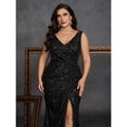 thumbnail image 3 of AURA Plus Size Evening Dress Sequin Sleeveless Slim Fit Party Long Skirt Polyester Women Sizes 0XL-4XL, 3 of 7