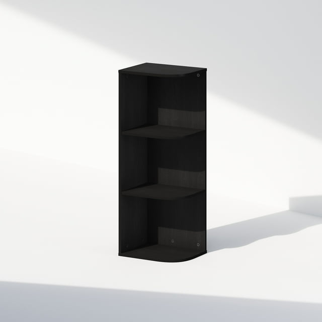 Furinno Étagère d'Angle de Rangement à 3 Niveaux Gain de Place, Bibliothèque, Bois Noir