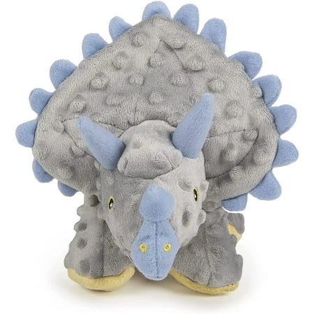 goDog Dinos Triceratops With Chew Guard Technology Tough Plush Dog Toy, Grey, Large