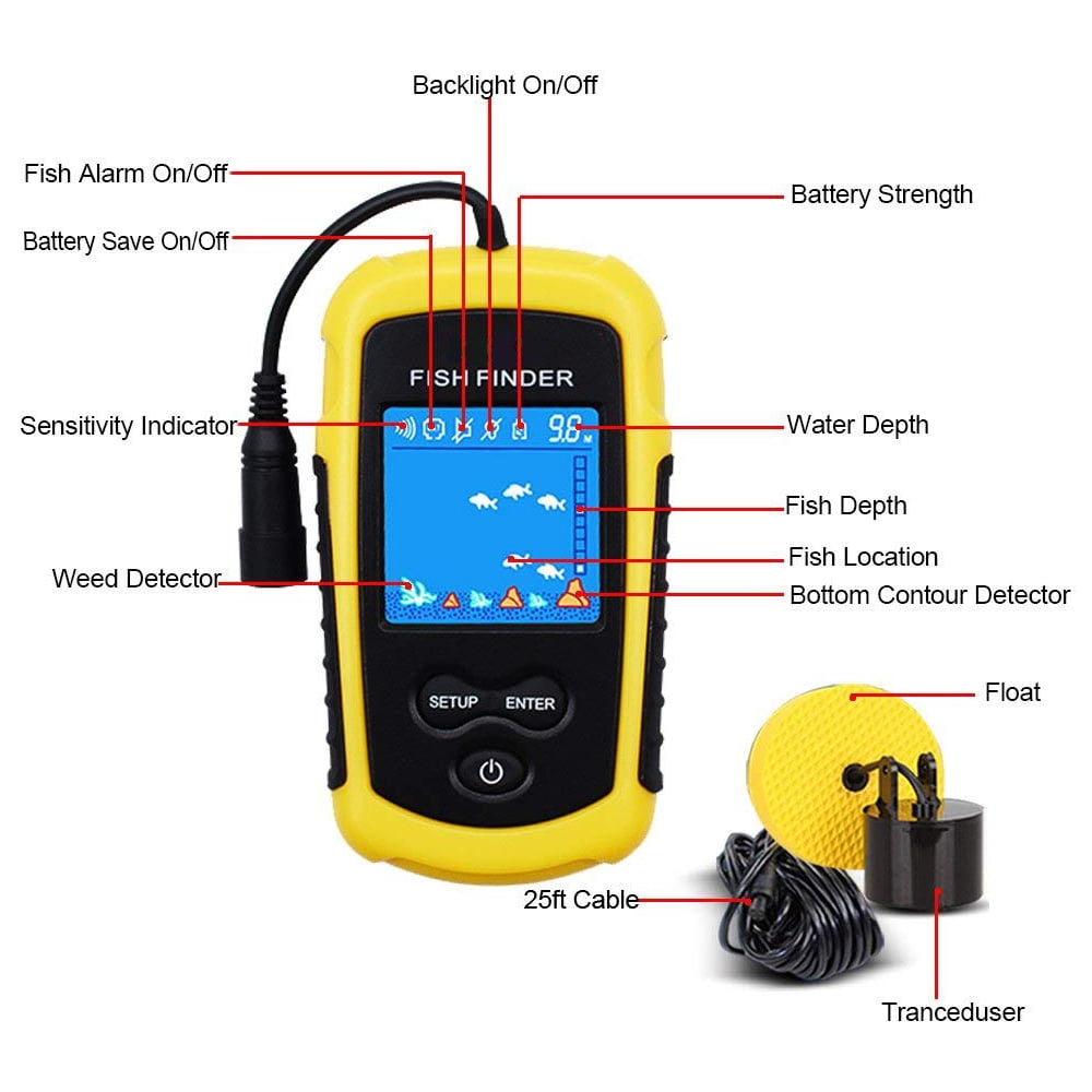 Portable Fish Finder Depth Echo Sonar Alarm Sensor Transducer Fishfinder US Fast 