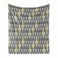thumbnail image 1 of Feather Soft Flannel Fleece Throw Blanket, Hand Drawn Repeating Pattern Ornate Feathers Style, Cozy Plush for Indoor and Outdoor Use, 50" x 70", Black White Mustard, by Ambesonne, 1 of 6