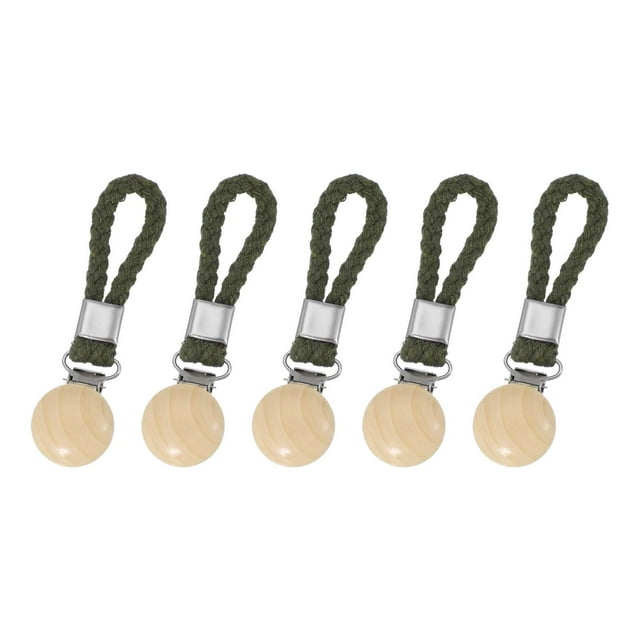 Uxcell 5 Pcs Clips para Toallas de Té con Lazo de Algodón para Colgar, Ganchos de Toalla de Metal de 4.3 Pulgadas, Perchas Multipropósito para Hogar Cocina Baño, Verde (Madera)