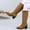 #131-Brown, variant on Women's Faux Suede Block Heel Knee-High Boots Adjustable Strap Winter Casual Boots Black/Tan