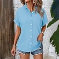thumbnail image 4 of ZJXFGS Fall Tops for Women 2025 Tops for Women Linen Button Down Blouses Women'S Blouses Dressy Casual Y2K Tops Sky Blue M, 4 of 9