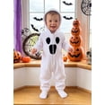 thumbnail image 3 of Cjfdfy Toddler Baby Halloween Ghost Costume Jumpsuit Fashion Long Sleeve Halloween Zip Up Hooded Romper Cute Spooky Jumpsuit With Hood Baby Ghost Style Jumpsuit for Boys Girls 6m-5t, 3 of 9