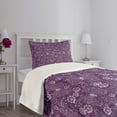 thumbnail image 3 of Ambesonne Plum Quilted Bedspread Set 2 Pcs, Vintage Style Flowers, Twin Size, White Plum, 3 of 5