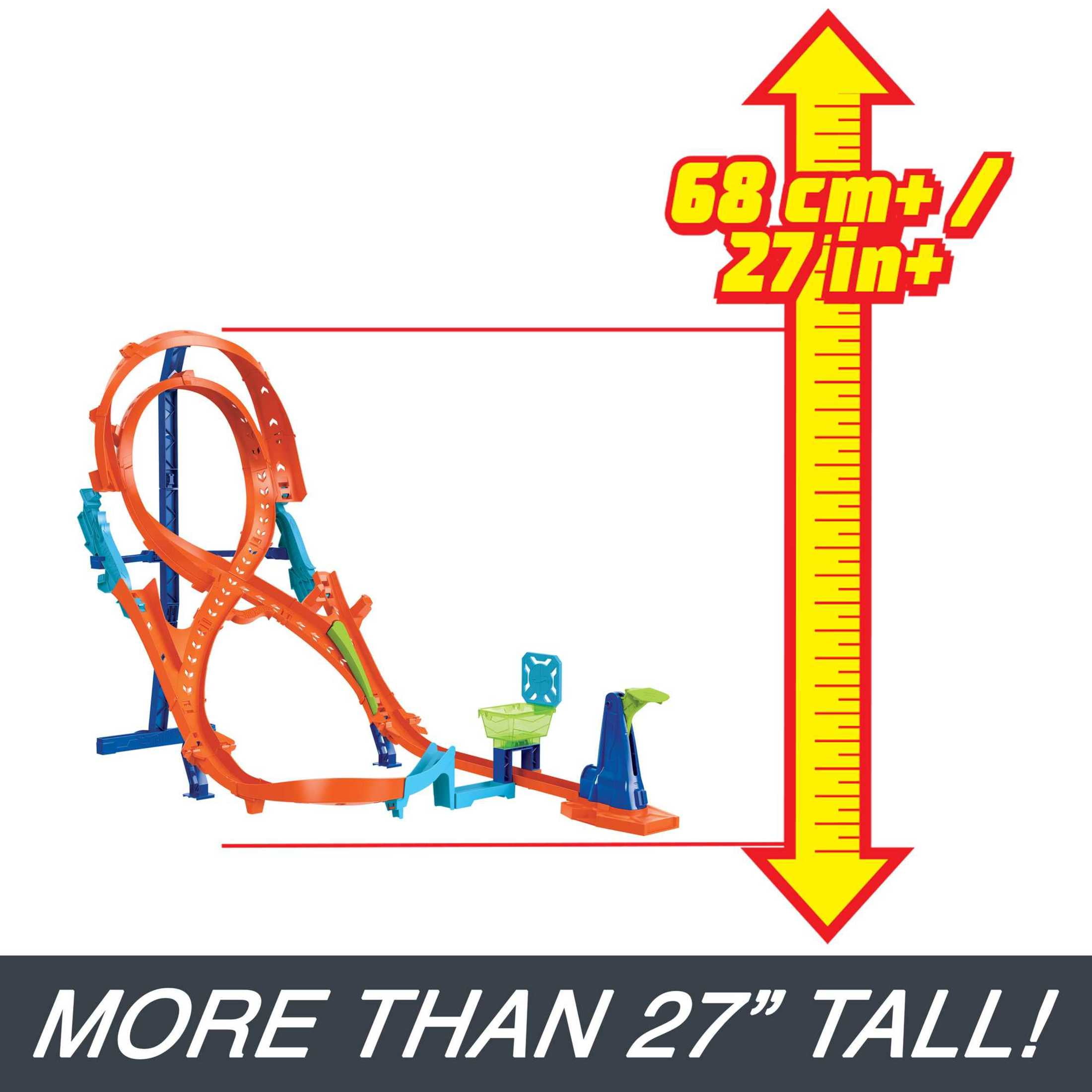 Hot Wheels Action Vertical-8 Jump Track Set with 1:64 Scale Toy Car, 2-ft Tall Track, 37.01 in