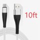 thumbnail image 2 of Cable de carga USB-C de 3 m, sincronización de datos, tipo C, trenzado largo y resistente, blanco/negro, 2 of 3