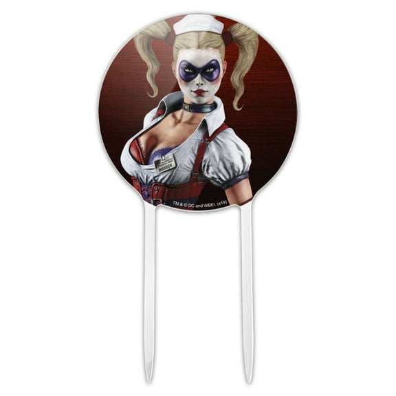 Acrylic Batman Arkham Asylum Video Game Harley Quinn Cake Topper Party Decoration for Wedding Anniversary Birthday Graduation