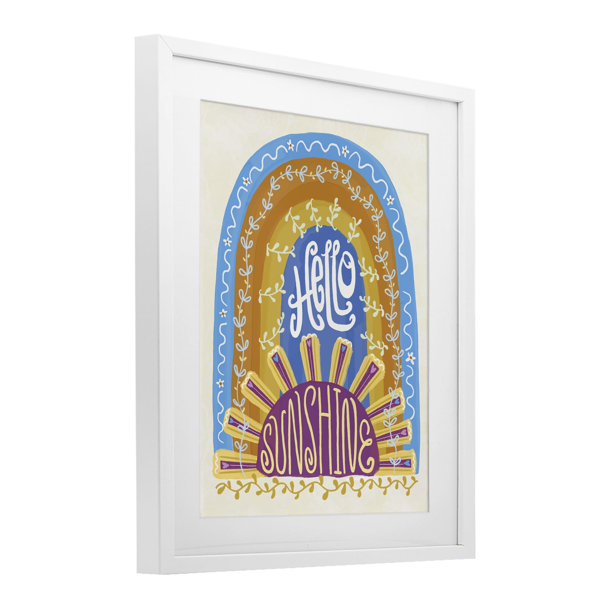 Stupell Industries Boho Hello Sunshine White Framed Print Under Glass, design by Connie Summers