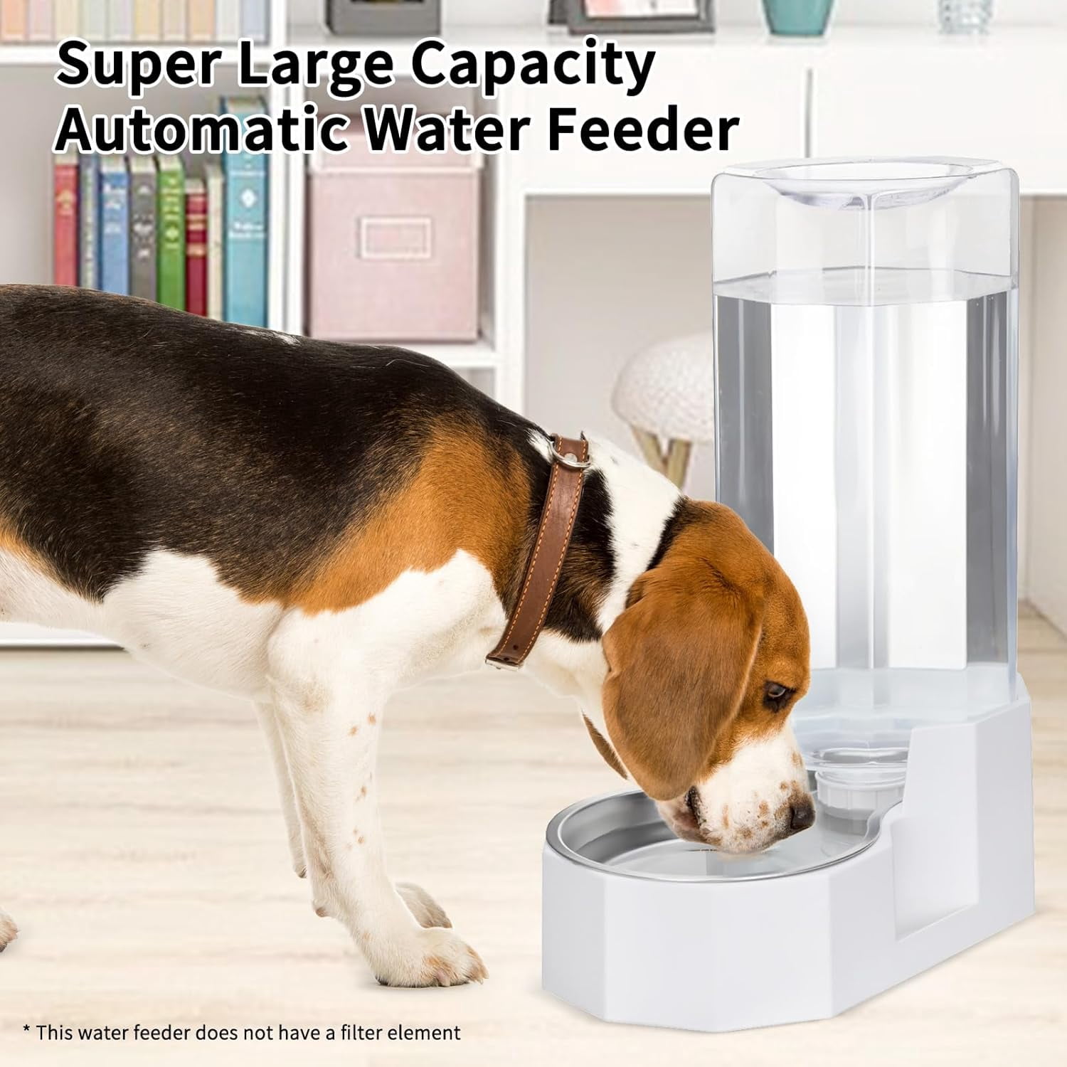 RIZZARI White 9L Automatic Pet Water Dispenser -  Stainless Steel Gravity Pet Feeder for Dogs and Cats Large Capacity