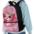 thumbnail image 4 of Uourmeti Cartoon Axolotl with Cherry & Heart Durable School Backpack for Work Hiking, Lightweight Stylish Student Bookbag Smooth Zipper Shoulder Backpack, 4 of 6