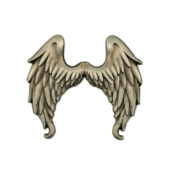 PinMart's Antique Silver Flying Angel Wings Lapel Pin