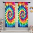 thumbnail image 5 of Blackout Kids Curtains,Colorful Rainbow Tie Dye Spiral Pattern Childrens Insulated Curtains Set Of 2,Bedroom Essentials,Toddler Room Decor 42"x63", 5 of 5