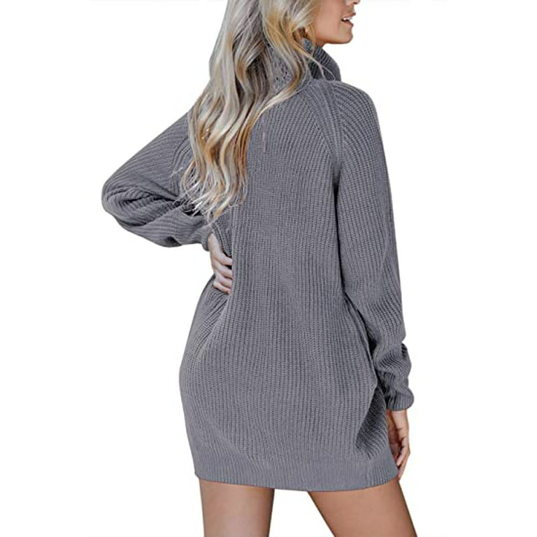 Prinbara Women's Loose Oversize Turtleneck Long Sleeve Ribbed Knit Pullover  Sweater Dress Apricot 2PA40-xingse-XS at  Women's Clothing store