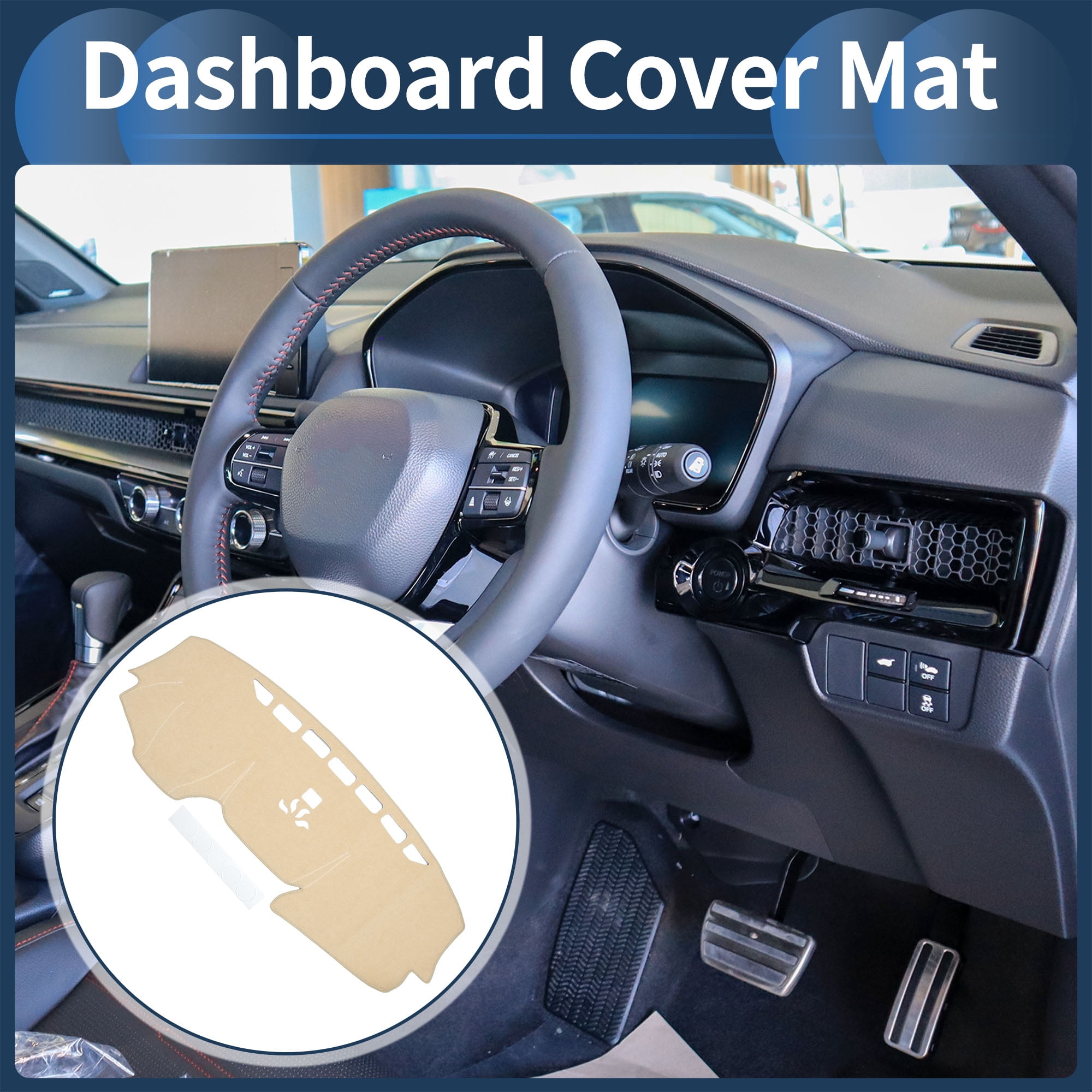Unique Bargains Dash Cover Mat Carpet for Honda CRV 2017-2022 Polyester Beige