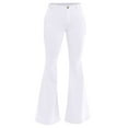 thumbnail image 4 of Women's Casual Pants Bell Bottom Jeans For Women High Waisted Classic Flared Denim Pants Stretchy Wide Leg Jeans Bell Bottoms Trousers,White Women's Casual Pants XXXL, 4 of 5