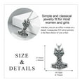 thumbnail image 3 of Wolf Necklace Sterling Silver Vintage Norse Viking Thor's Hammer Talisman Original Nordic Vegvisir Mjolnir Amulet Pagan Symbol Jewelry, 3 of 5