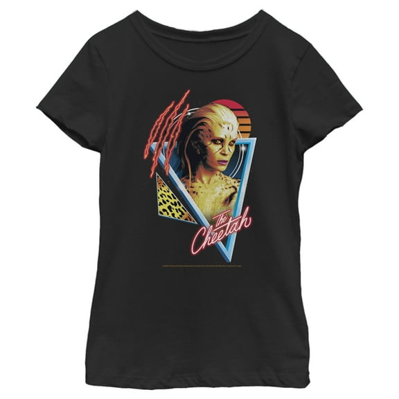 Girl's Wonder Woman 1984 Cheetah Retro Triangle  Graphic Tee Black X Small