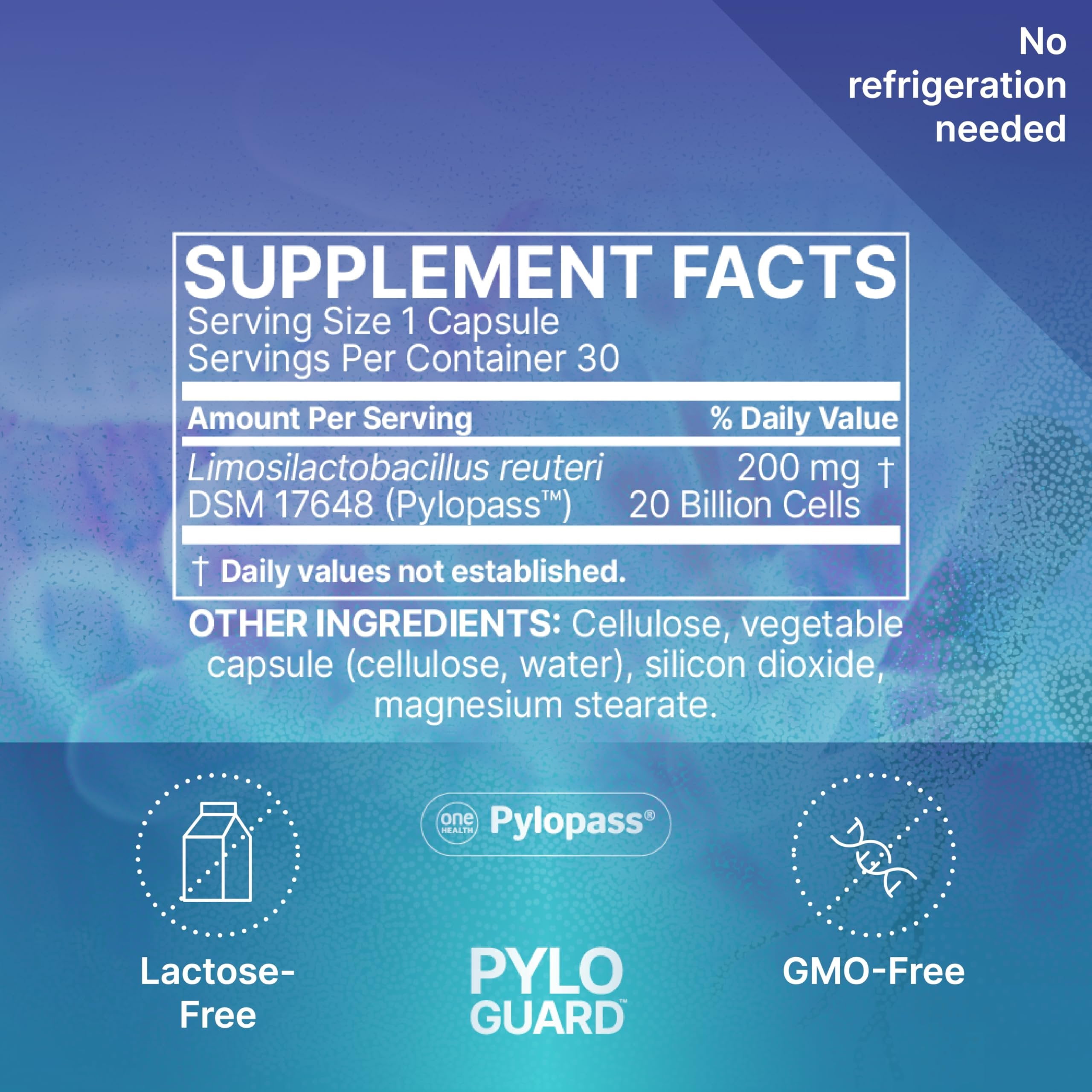 Microbiome Labs PyloGuard - Patented L reuteri DSM17648 to Improve Digestive Comfort - Gut Health & Immune Support Supplement - Postbiotic 30 Capsules