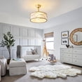 thumbnail image 3 of 18" Gold Fandelier Ceiling Fan with Light, Fabric Boho Chandelier Ceiling Fans with Remote Control, Mid-Century Modern Caged with 6 Speeds for Bedroom, Nursery, 3 of 9