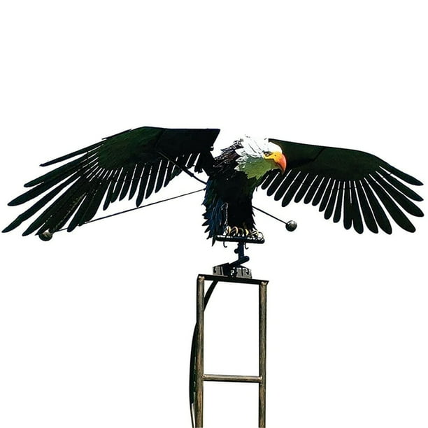 JShteea Iron Eagle Wind Spinners Adornos Césped Stake Eagle Windmill Garden Art