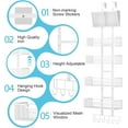 thumbnail image 7 of Adjustable Over The Door Organizer, Hanging Door Storage with PVC Pocket and 4 Metal Baskets Wall Mount, Closet Door Organizer Behind Door Rack for Bathroom Bedroom Closet, White, 7 of 7